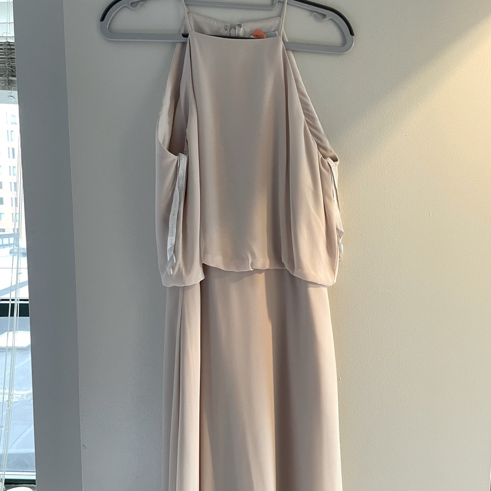 Bill Levkoff Nude Bridesmaid Dress Gown cream